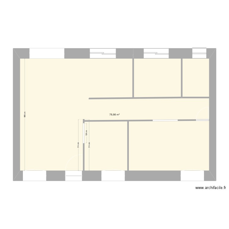 kerampéré. Plan de 1 pièce et 79 m2