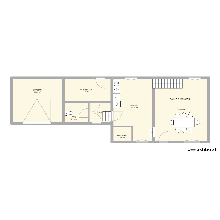 verdilly.2. Plan de 7 pièces et 73 m2