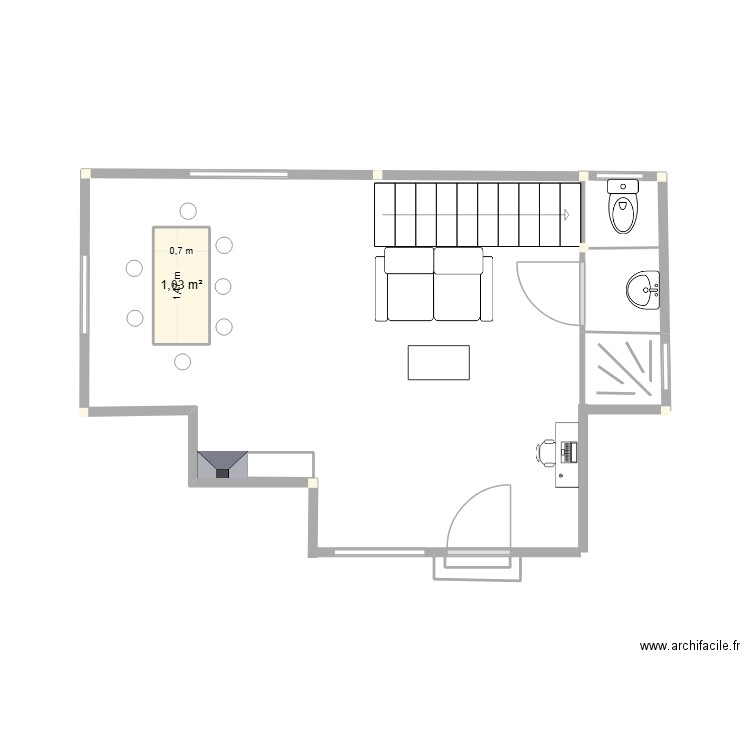 PROJET 2026. Plan de 1 pièce et 1 m2