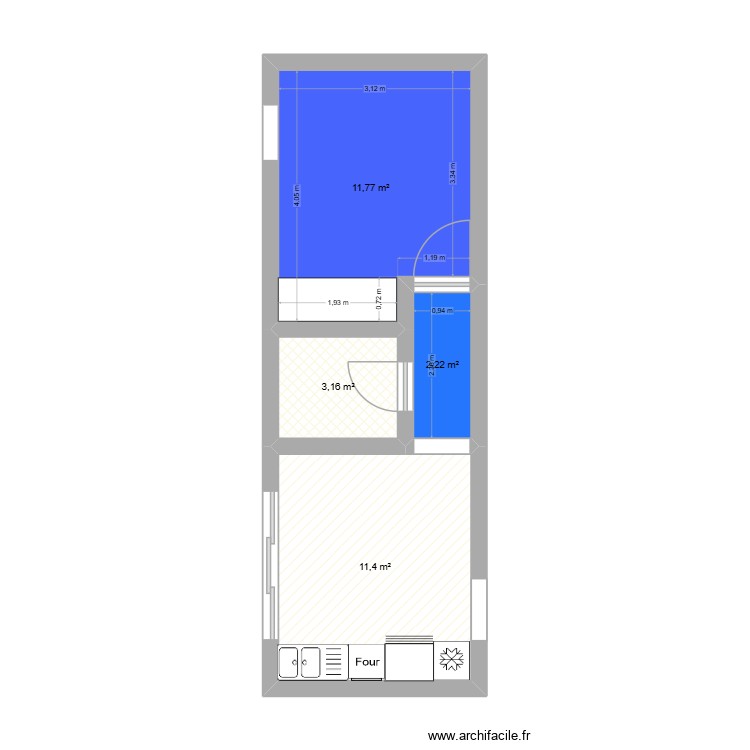 chambre+couloir. Plan de 0 pièce et 0 m2