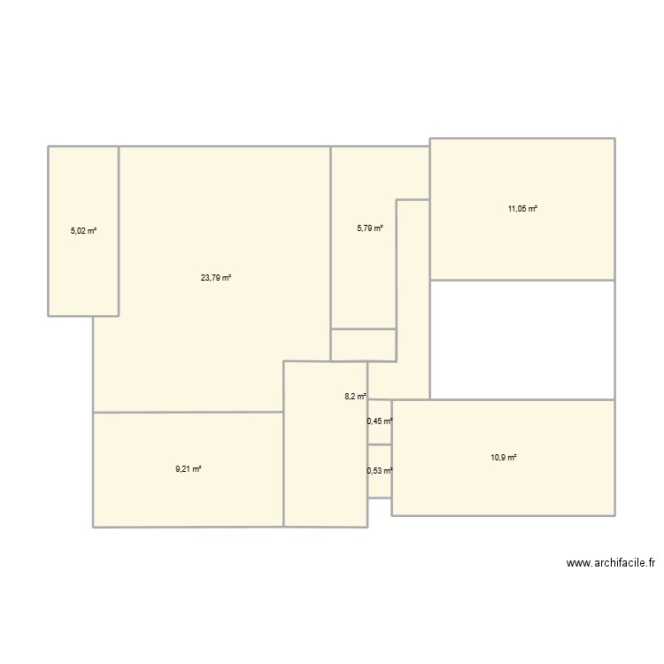 appt. Plan de 9 pièces et 76 m2