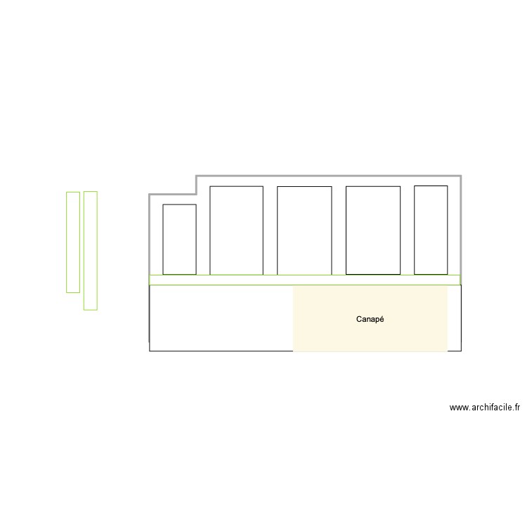 MOULURES N°3 - Modèle mur salle canapé . Plan de 1 pièce et 12 m2