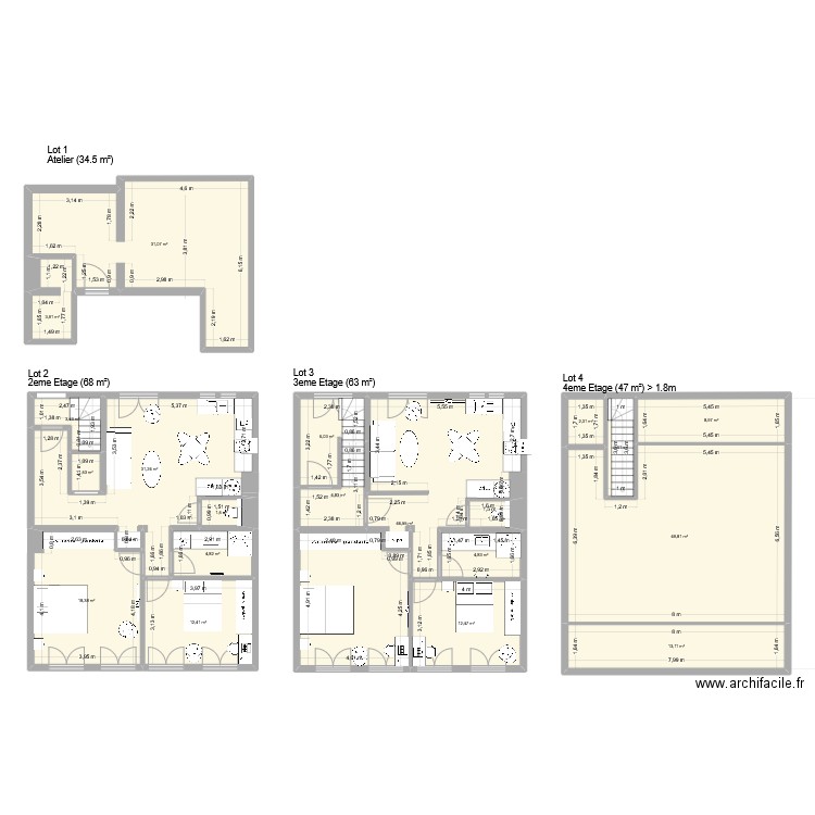 App de la gare 2eme open. Plan de 19 pièces et 261 m2