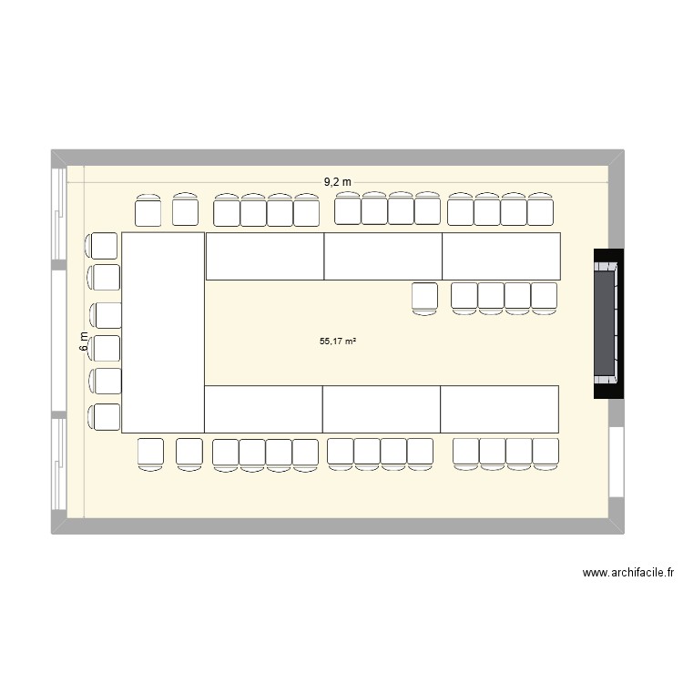 salle a manger Gilbourg. Plan de 1 pièce et 55 m2