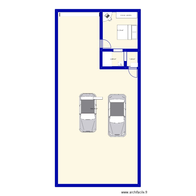 GARAGE. Plan de 4 pièces et 120 m2