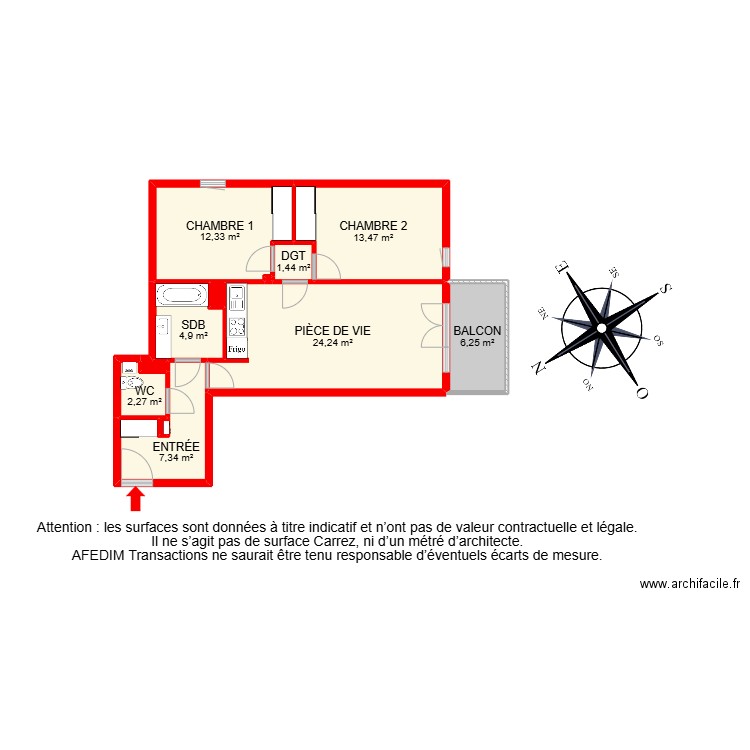 BI 25837. Plan de 13 pièces et 85 m2