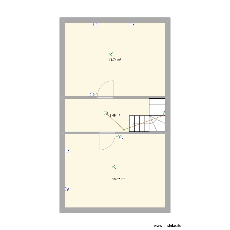 Pindray Elec R+1. Plan de 3 pièces et 46 m2