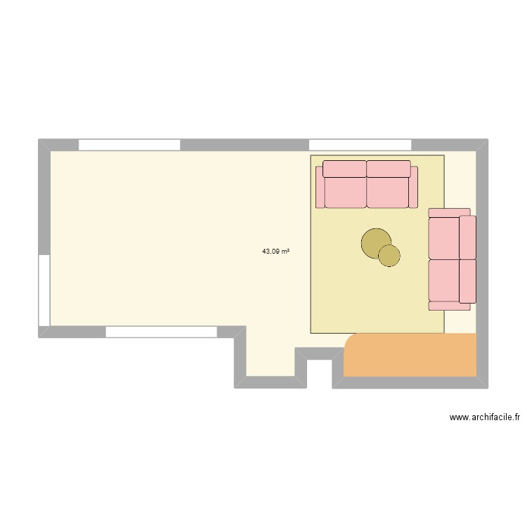 Salon Parklaan. Plan de 1 pièce et 43 m2