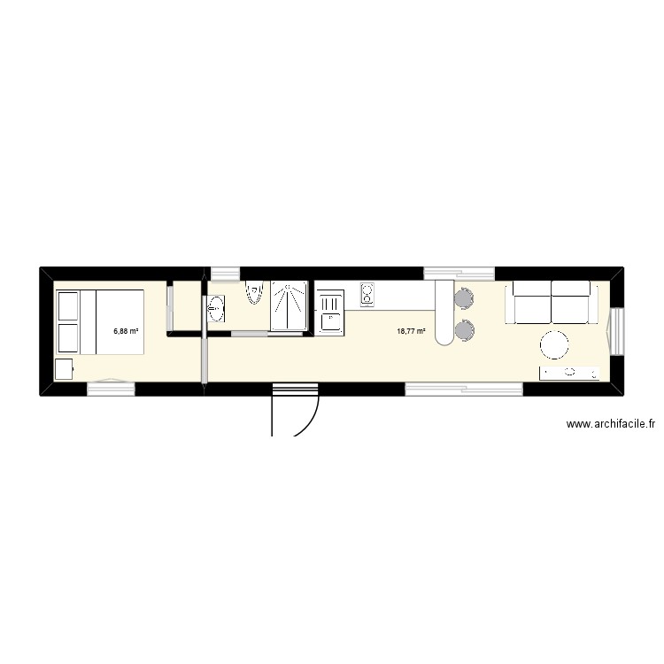 stidos container 2 william. Plan de 2 pièces et 26 m2