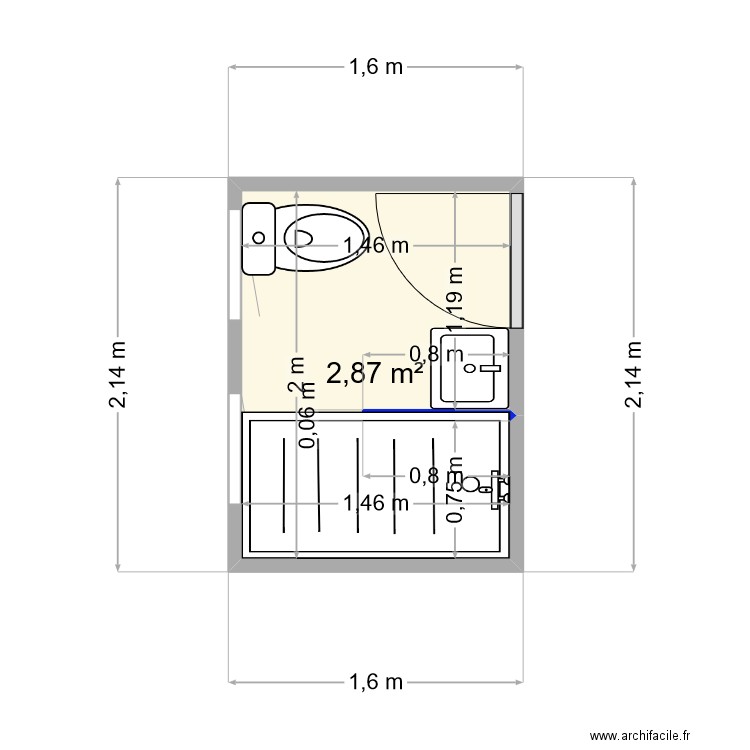 gueguen liliane. Plan de 1 pièce et 3 m2