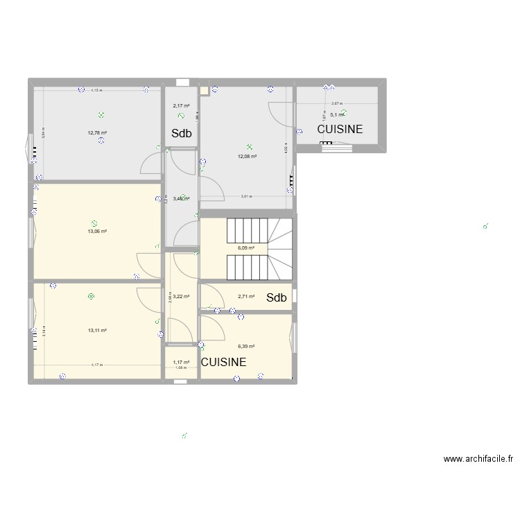Plan Etage 5 rouget de l'isle. Plan de 13 pièces et 81 m2