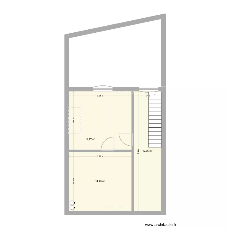 Plan rez  2- Leman. Plan de 3 Pièces et 42 m²