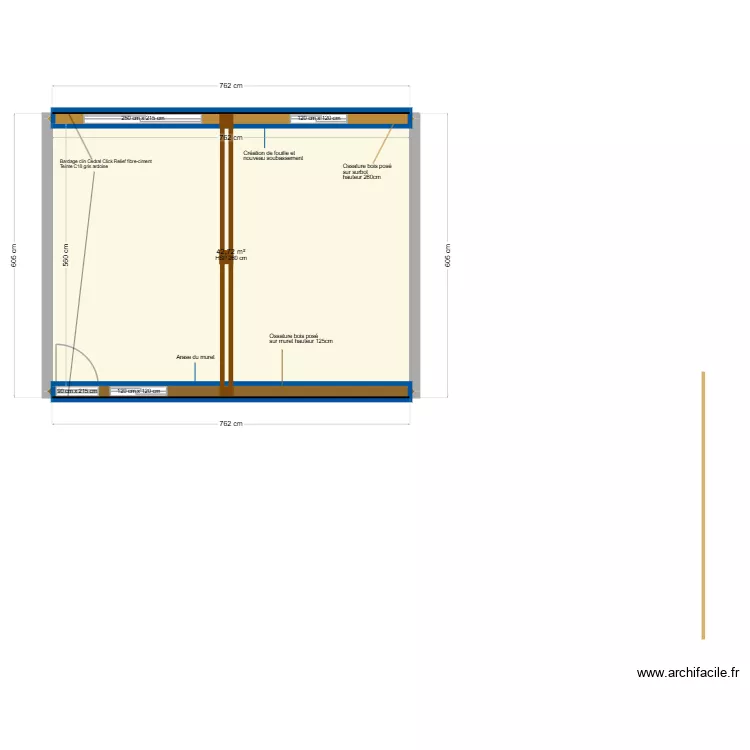 Rahou. Plan de 1  et 43 m²