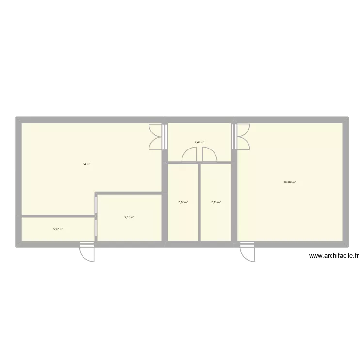 cuisine. Plan de 7  et 107 m²