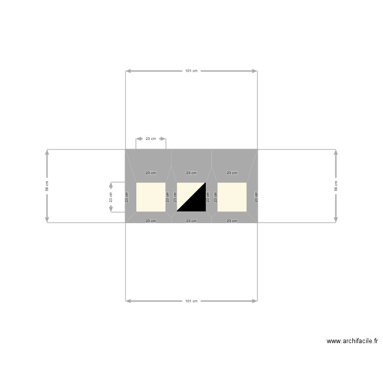 cheminée. Plan de 3 pièces et 0 m2