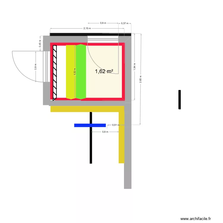 sas. Plan de 1  et 2 m²