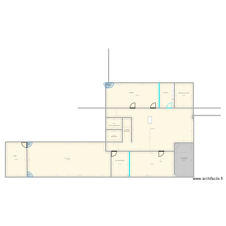 Réaménagement du 5ème. Plan de 10 pièces et 372 m2