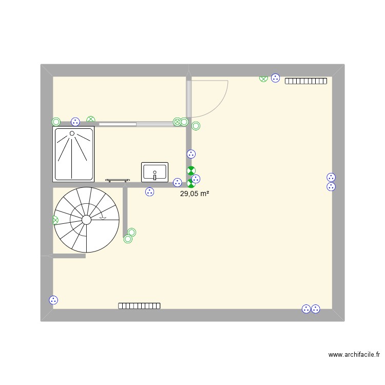 SDB ARCHE. Plan de 1 pièce et 29 m2