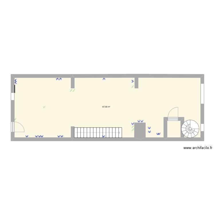 carni. Plan de 1 pièce et 68 m2