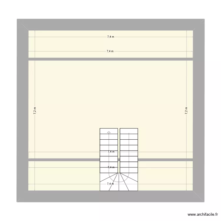 combles. Plan de 1  et 53 m²