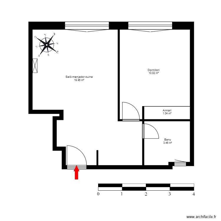 C.R. PRINCIPAT PARK, ED. BLOC CENTRE, PLANTA 3, AP. 38. Plan de 4 pièces et 34 m2