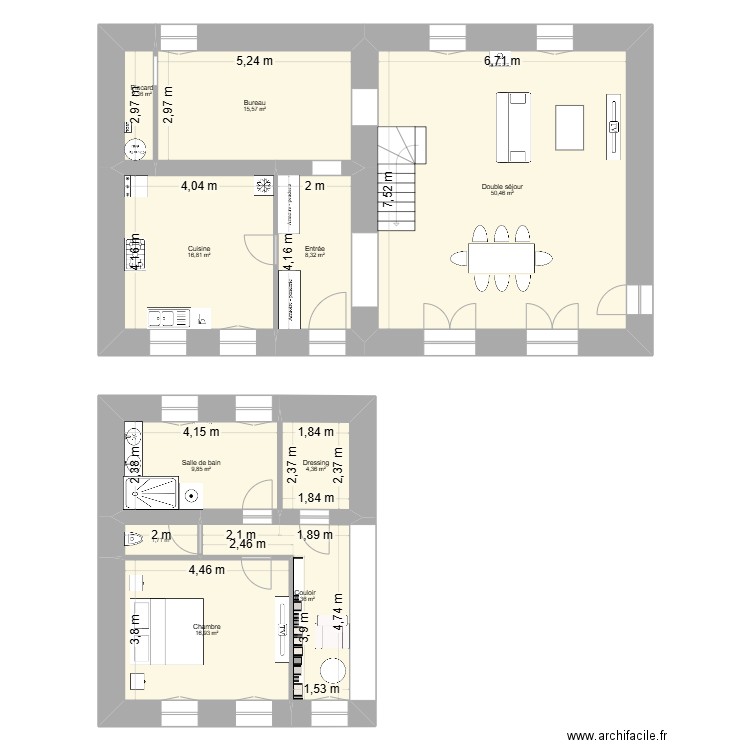 Provencheres 1. Plan de 10 pièces et 136 m2