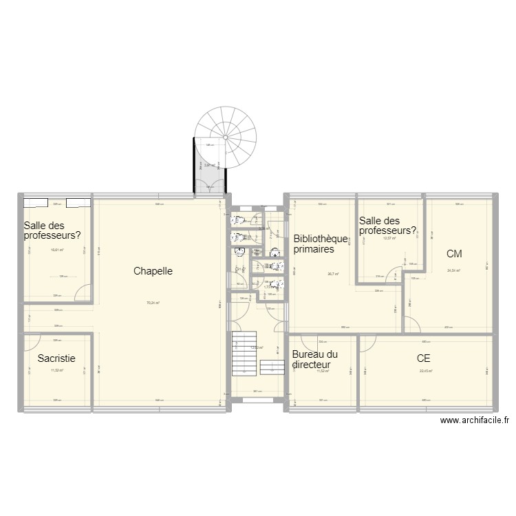  R+1 Guillemin modification. Plan de 16 pièces et 222 m2