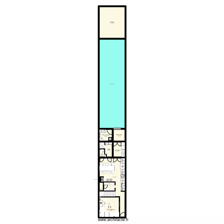 Maison toit plat. Plan de 