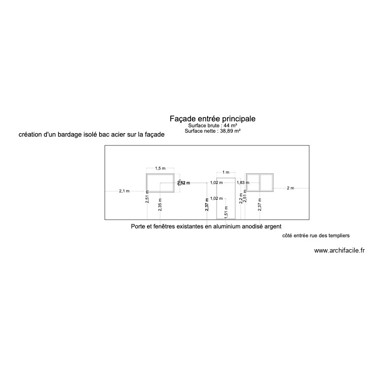 fa&ccedil;ade entr&eacute;e. Plan de 0 pièce et 0 m2