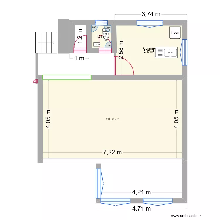 Maison V3. Plan de 3  et 39 m²
