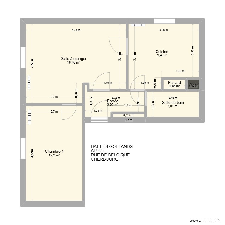 BAT LES GOELANDS LGT21. Plan de 8 pièces et 45 m2