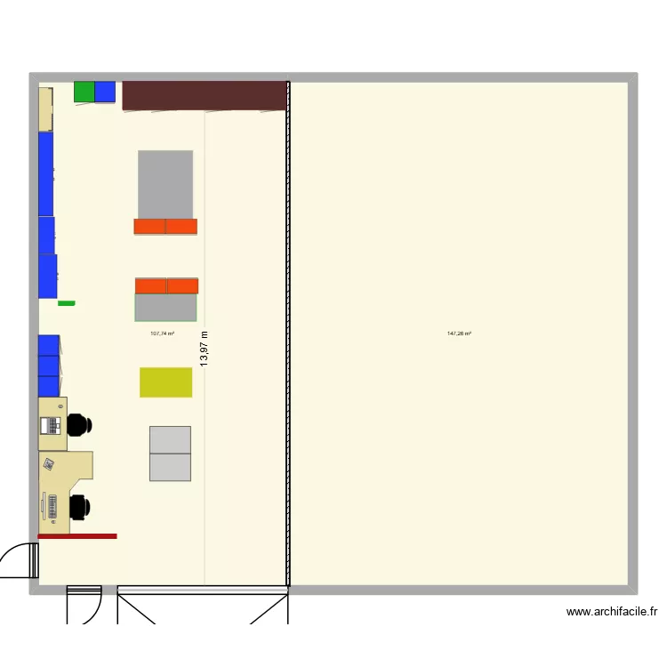 Hall 230. Plan de 2 Pièces et 255 m² Hall 230. Plan de 2 Pièces et 255 m²
