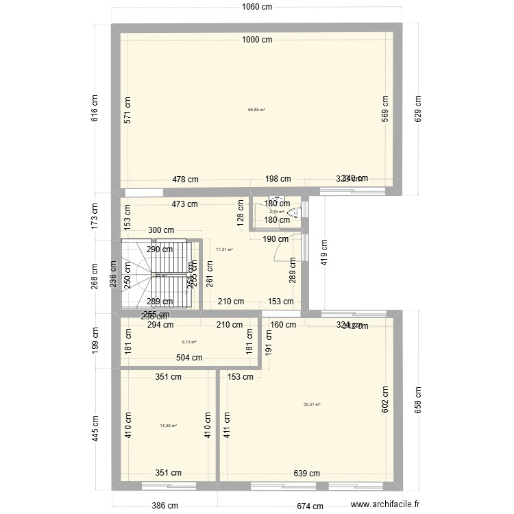 PLAN U RDC. Plan de 7 pièces et 143 m2