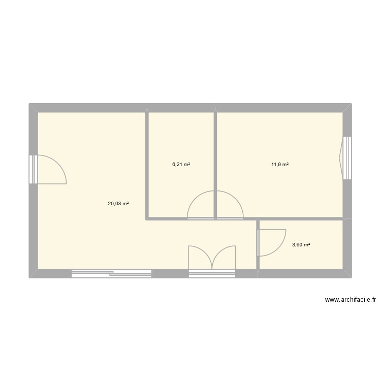 chalait. Plan de 4 pièces et 42 m2