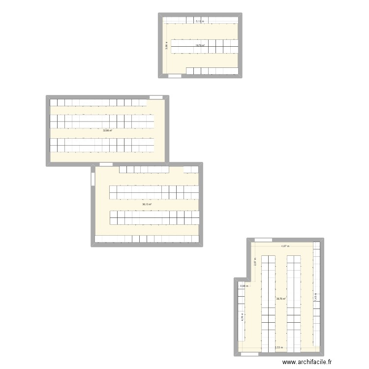 vestiaires boulot 50cm. Plan de 3 pièces et 89 m2