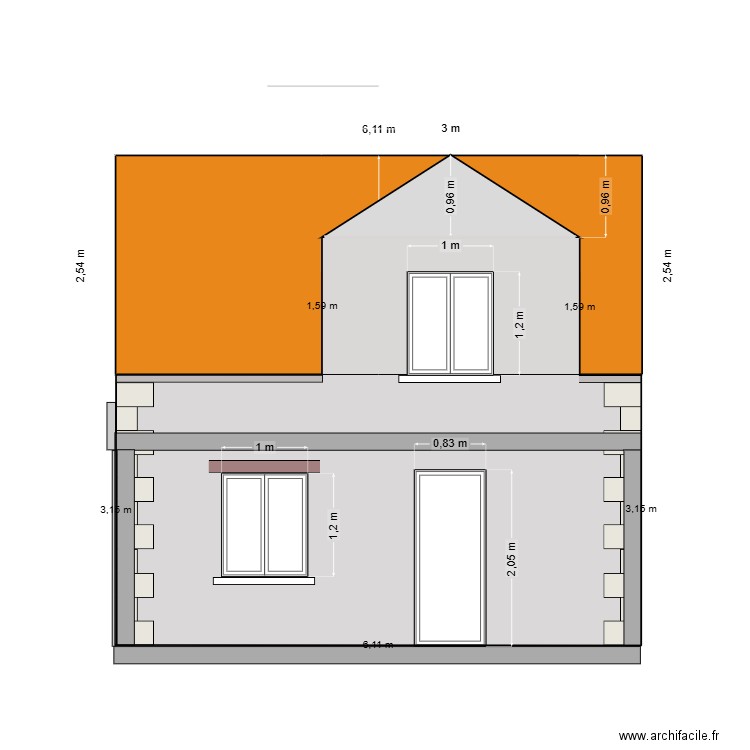 dependance coupe nord projetée avril 2025. Plan de 0 pièce et 0 m2
