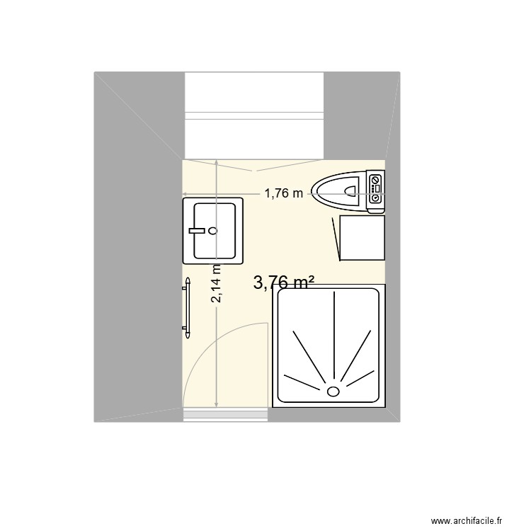 SDB 2. Plan de 1 pièce et 4 m2