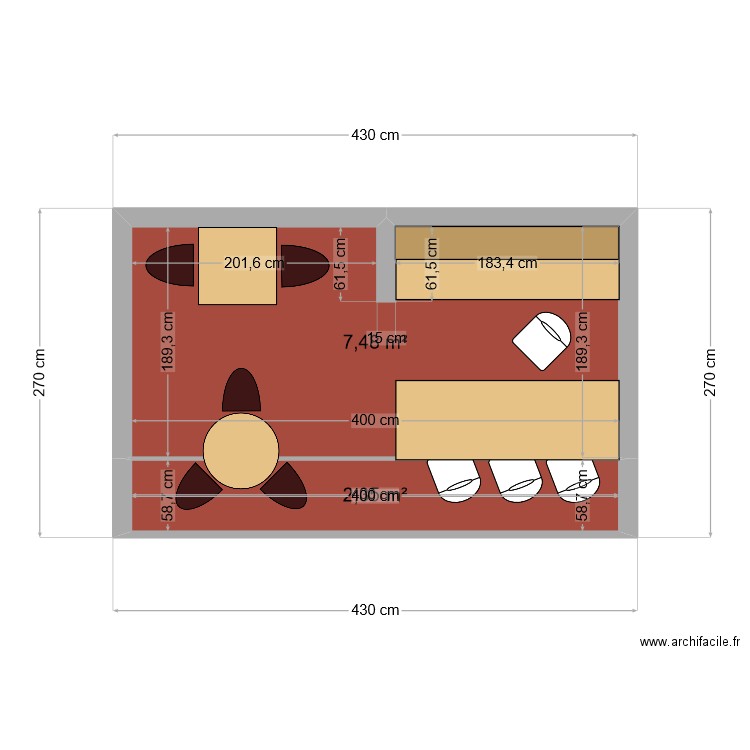 Alsacien. Plan de 2 pièces et 10 m2