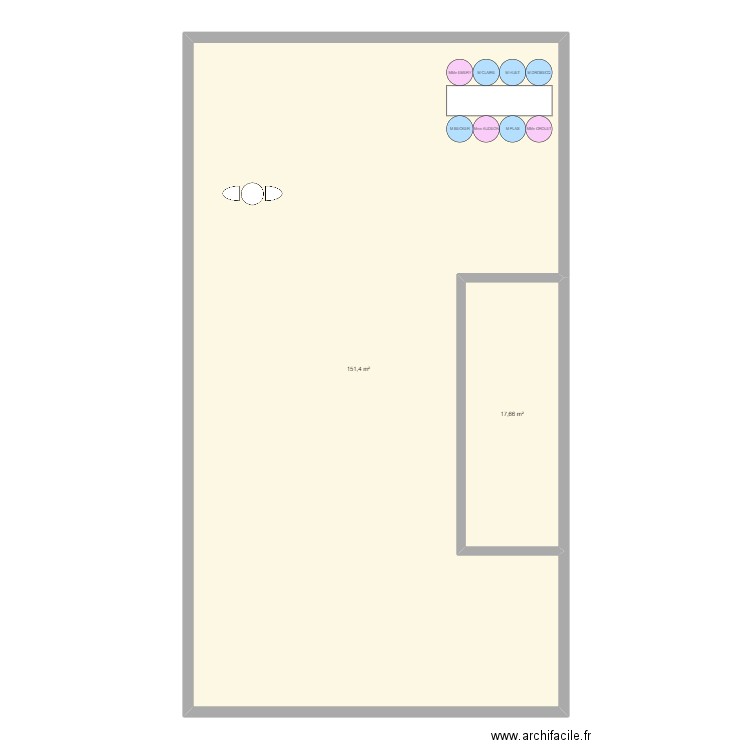 self. Plan de 2 pièces et 169 m2