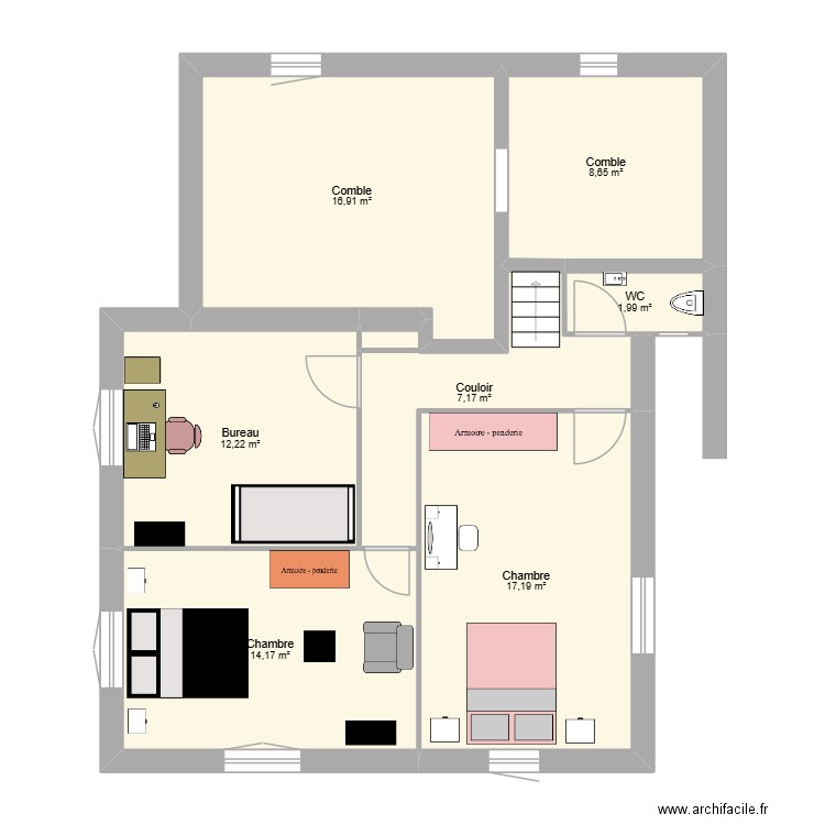maison cornas etage. Plan de 7 pièces et 78 m2