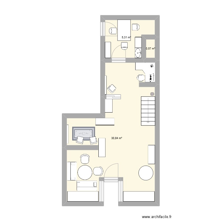 sur mon 31. Plan de 3 pièces et 37 m2