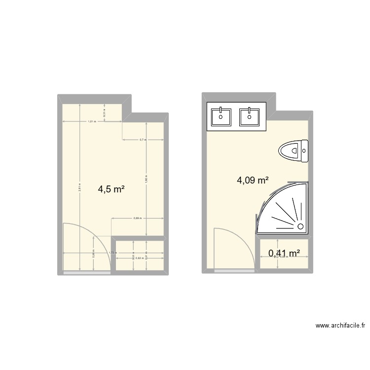 BUONANNO. Plan de 3 pièces et 9 m2