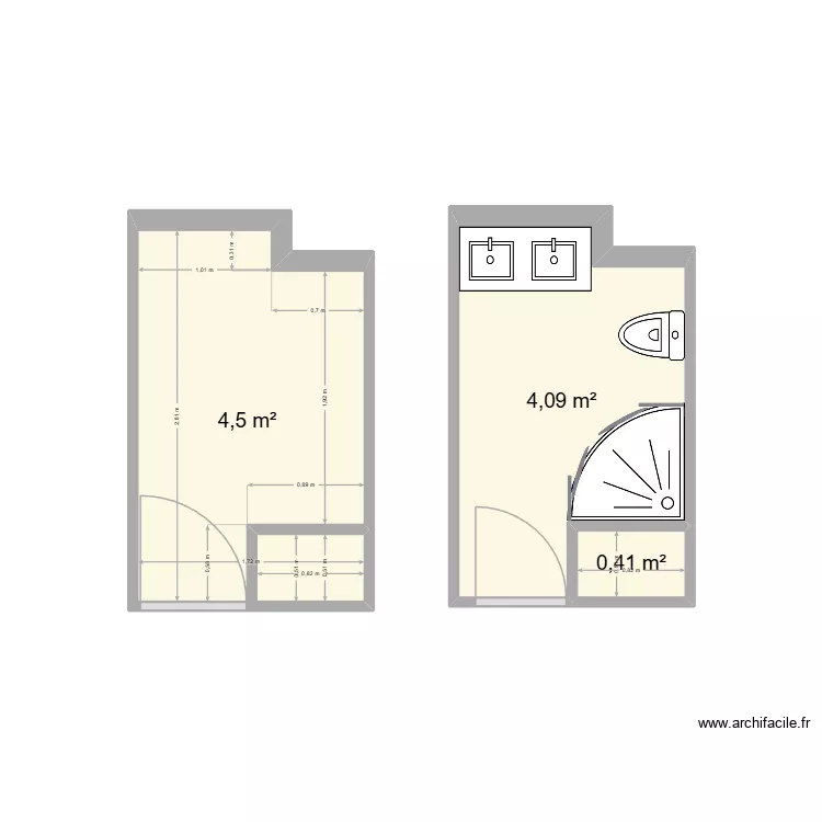 BUONANNO. Plan de 3 pièces et 9 m²