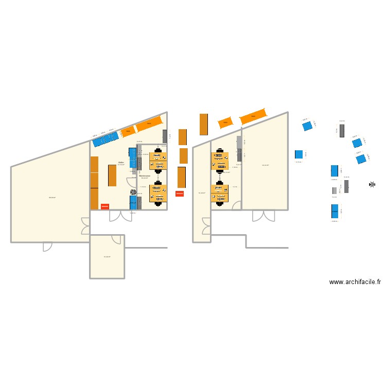 Atelier. Plan de 7 pièces et 193 m2