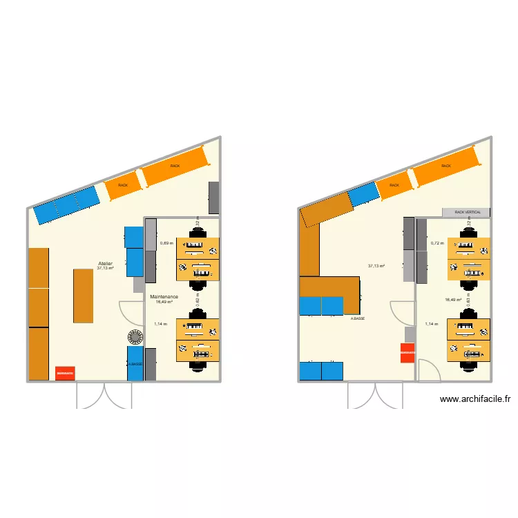 Atelier. Plan de 4 pièces et 107 m² Atelier. Plan de 4 pièces et 107 m²
