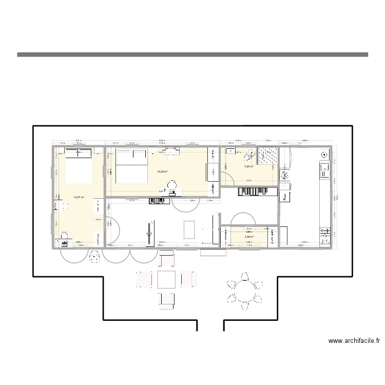 maison Renu. Plan de 4 pièces et 46 m2