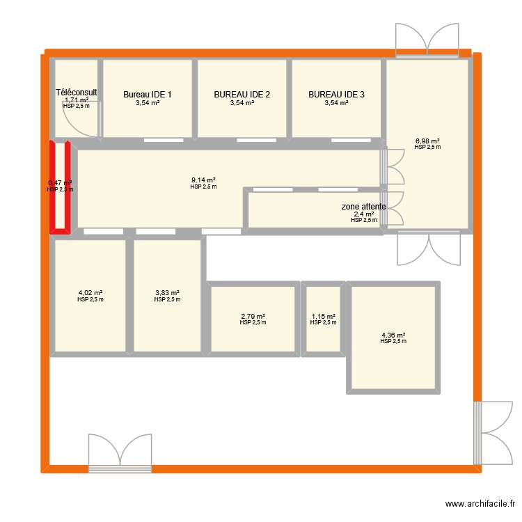 ghgjh. Plan de 13 pièces et 47 m2