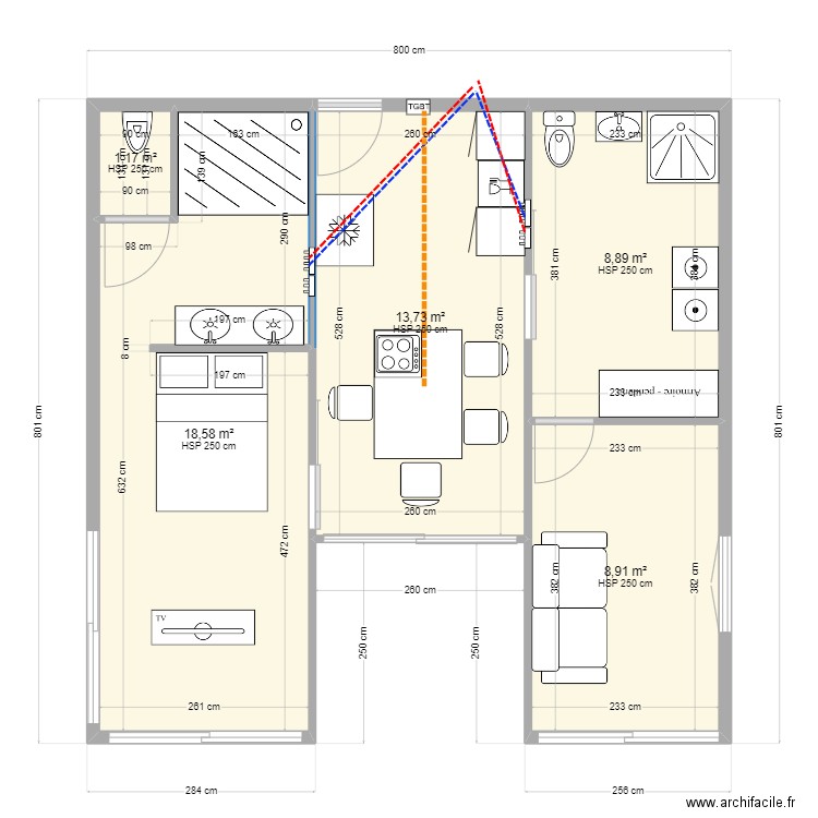 bout bois. Plan de 0 pièce et 0 m2