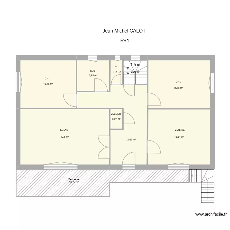CALOT R+1. Plan de 10  et 90 m²