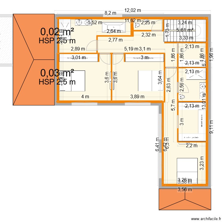 peymenade 9/4/2025 aménagement v2. Plan de 27 pièces et 463 m2